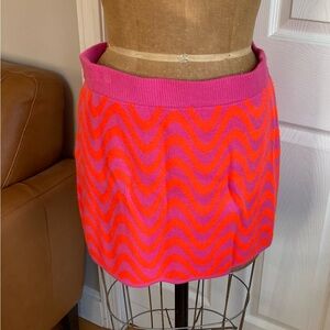 H&M Hot Pink and Neon Orange Wave Knit Mini Skirt